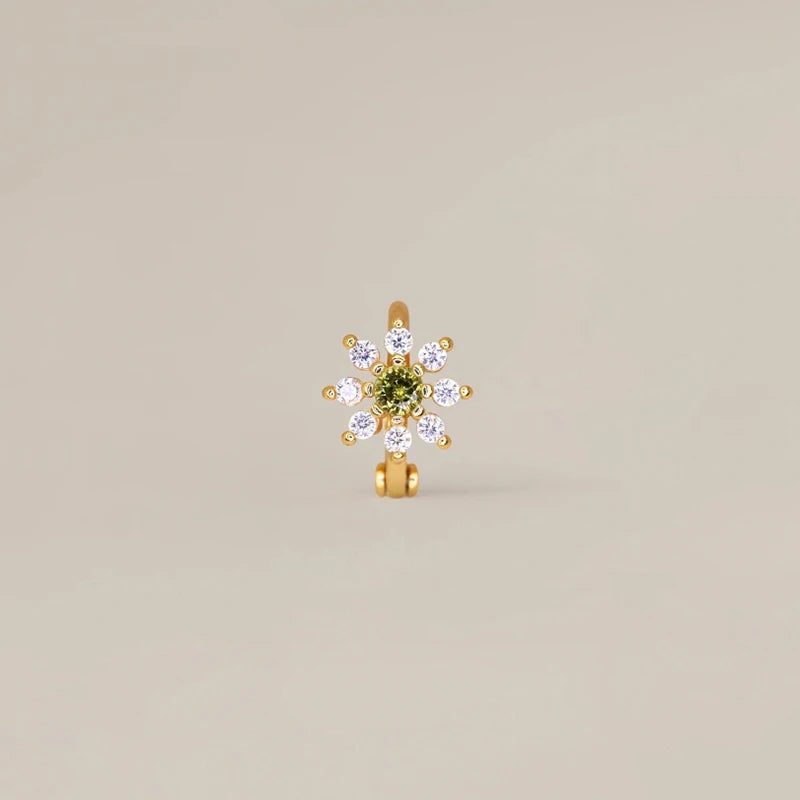 Brinco Flor Zircónia em Aço Inoxidável