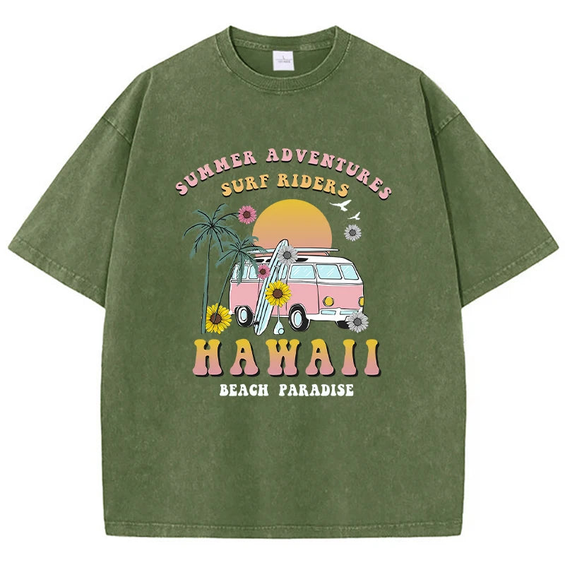 T-Shirt Oversized Estampa Hawaii