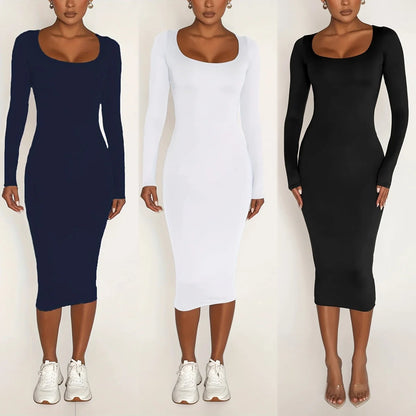 Vestido Midi Bodycon Manga Comprida