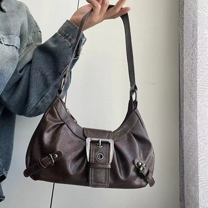 2025 Spring Hot Selling Maillard Style Retro Style Small Bag Spicy Girl Y2K Wasteland Style Vintage Leather Shoulder Armpit Bag