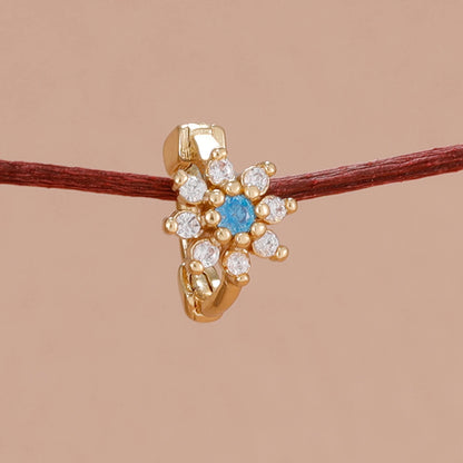 Brinco Flor Zircónia em Aço Inoxidável