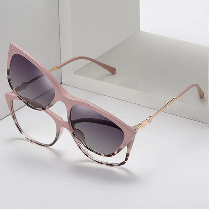 Óculos Cat Eye com Clip-On Magnético