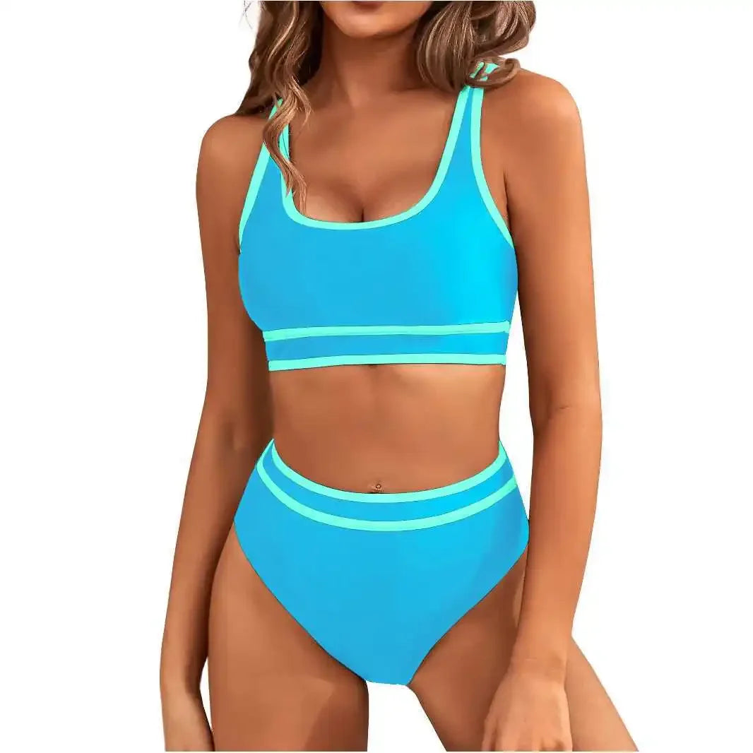 Biquíni Desportivo Cintura Alta Colorblock