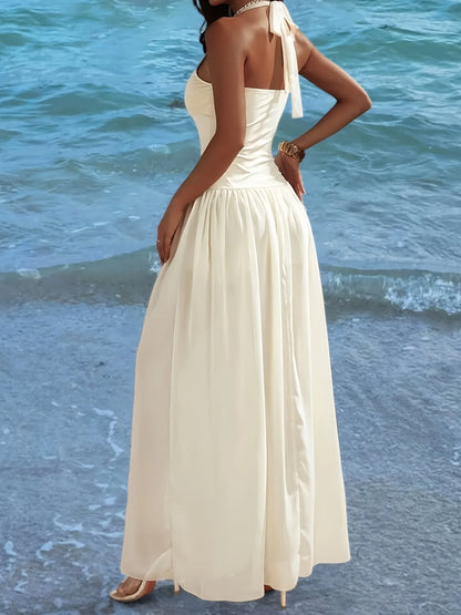 Vestido Longo Sem Mangas Decote Mergulhador