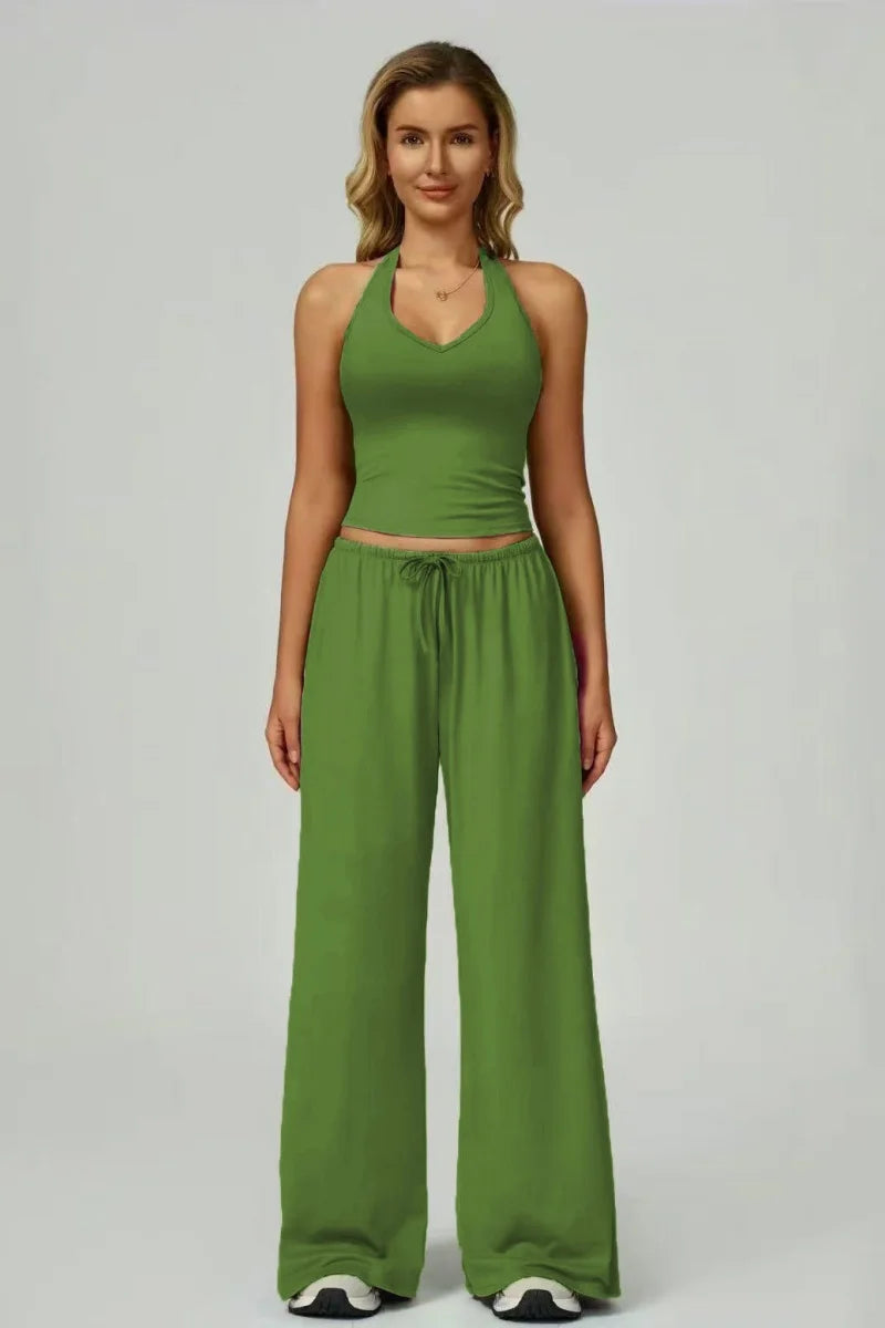 Conjunto 2 Peças Top Cropped + Calças Largas