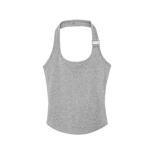 Top halter plissado na cintura cinzento – Trivelle