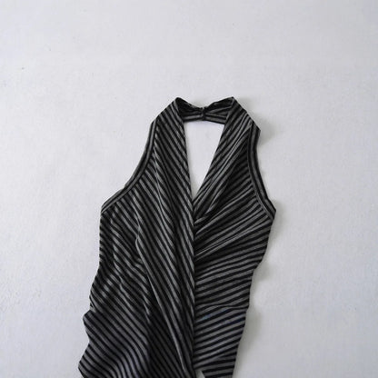 Vestido Maxi Halter Às Riscas