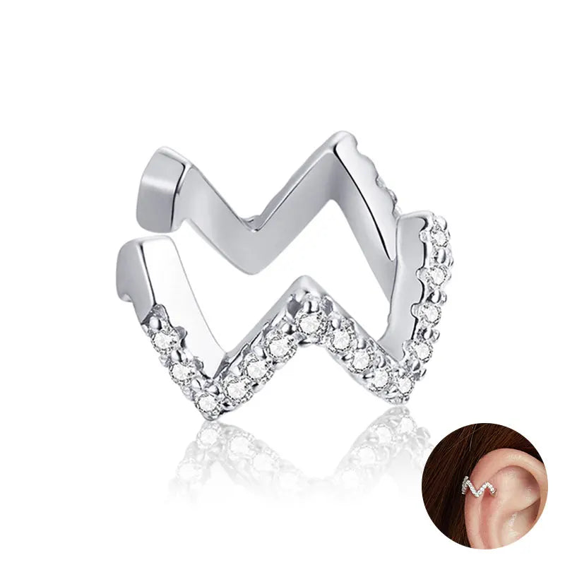 Ear Cuffs Prata 925 com Zircónia | Sem Furo | Banhados a Platina | Vários Designs.