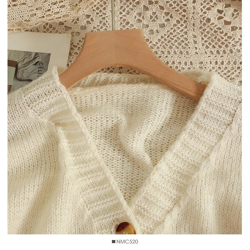 Cardigan de Malha com Flores Coloridas