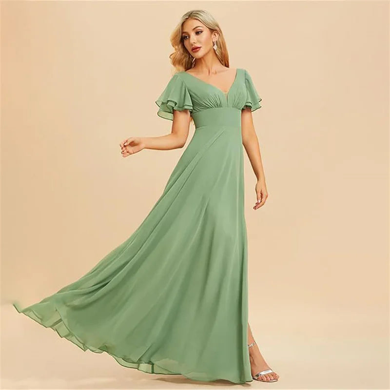 Vestido Maxi Chiffon Ombro a Descoberto