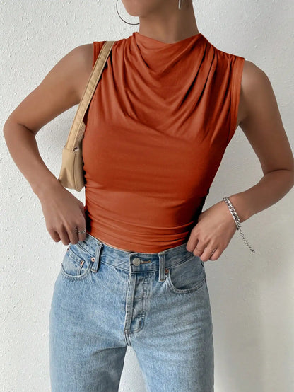 Top Plissado Gola Cowl