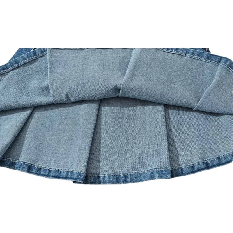 Saia Mini Ganga Plissada Retro Cintura Alta