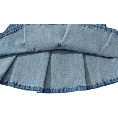 Saia Mini Ganga Plissada Retro Cintura Alta