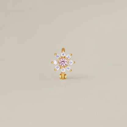 Brinco Flor Zircónia em Aço Inoxidável
