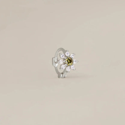 Brinco Flor Zircónia em Aço Inoxidável