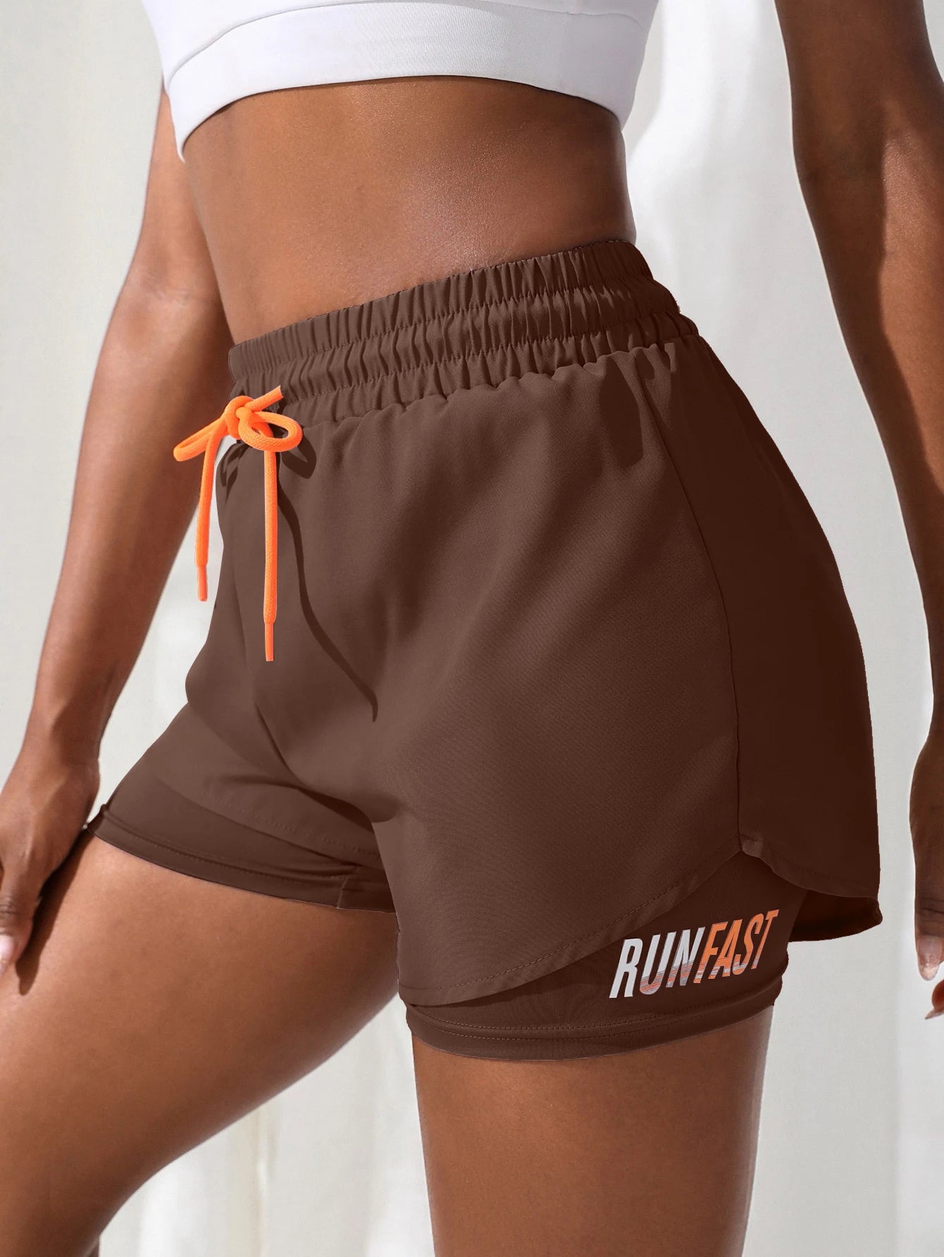 Calções de Corrida Cintura Alta com Cordão