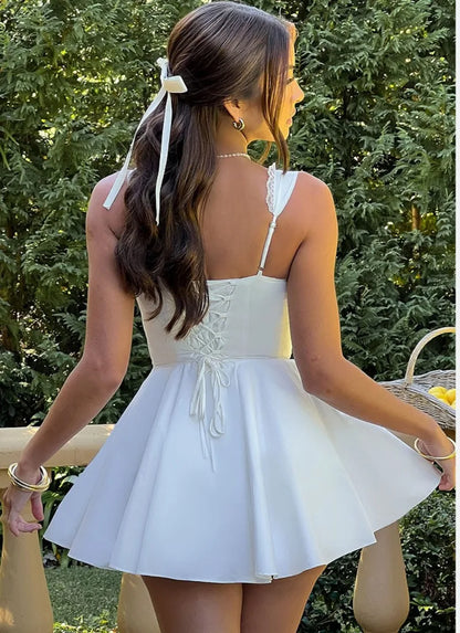 Vestido de Festa Mini Linha A | Corpete Sem Mangas para Ocasiões Especiais