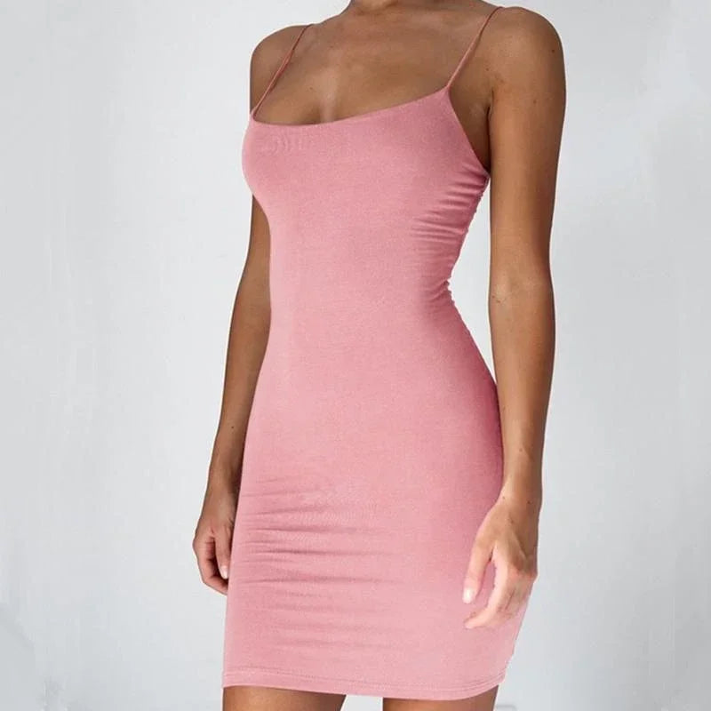 Vestido Mini Bodycon de Alças Finas