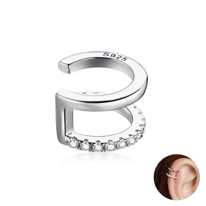 Ear Cuffs Prata 925 com Zircónia | Sem Furo | Banhados a Platina | Vários Designs.