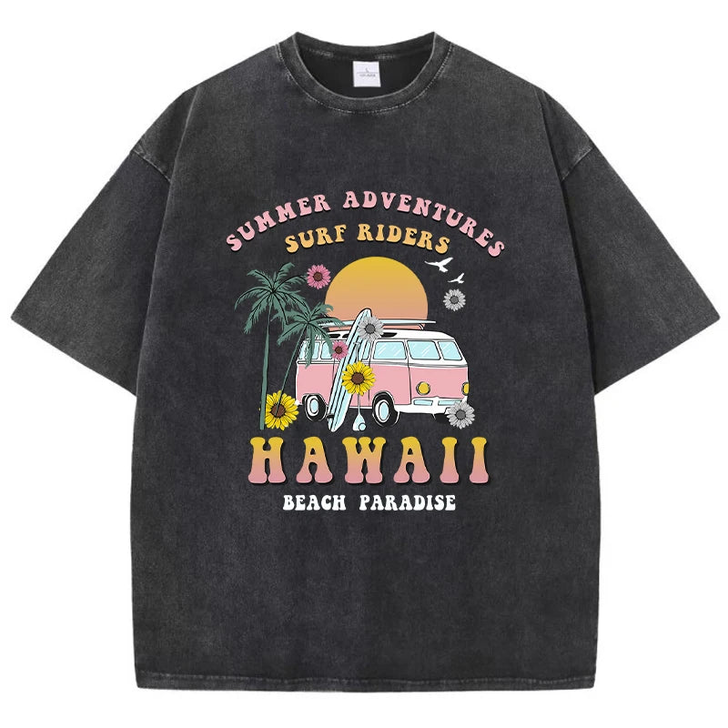 T-Shirt Oversized Estampa Hawaii
