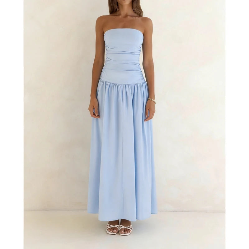 Vestido Maxi Sem Alças Estilo Vintage