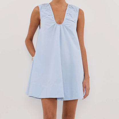 Vestido Mini Babydoll sem Mangas