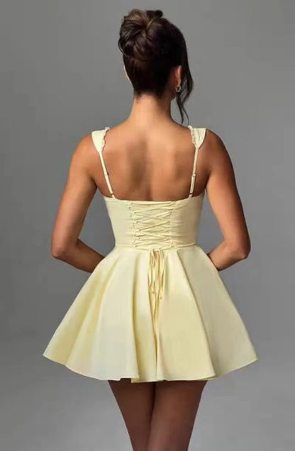 Vestido de Festa Mini Linha A | Corpete Sem Mangas para Ocasiões Especiais
