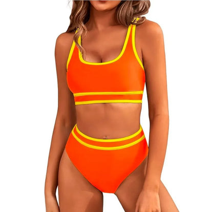 Biquíni Desportivo Cintura Alta Colorblock