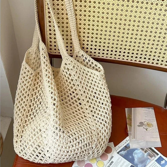 Mala de Ombro em Algodão Tecido à Mão | Grande Capacidade Estilo Boho