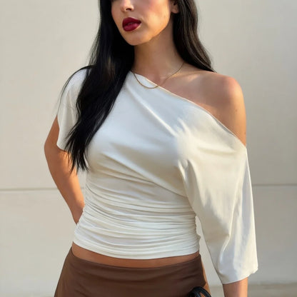 T-Shirt Cropped Ombro Único
