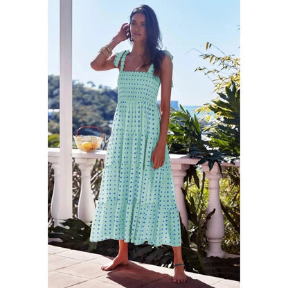 Vestido Midi Canelado com Alças de Laço