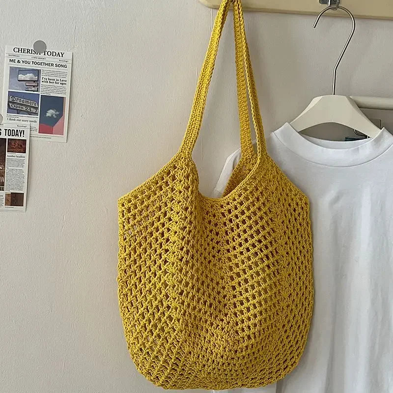 Mala de Ombro em Algodão Tecido à Mão | Grande Capacidade Estilo Boho