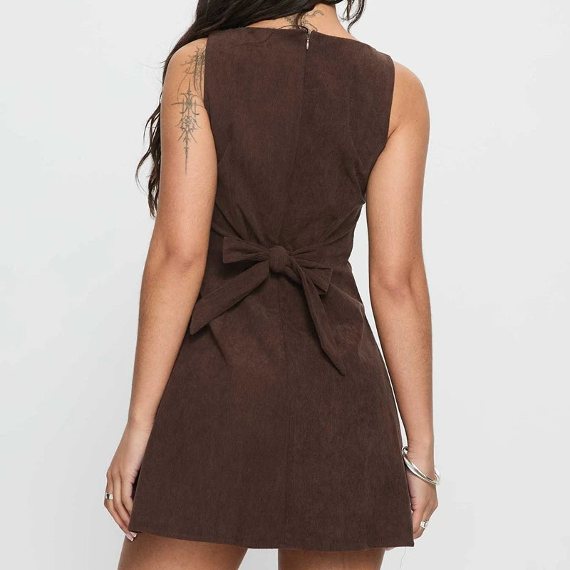 Vestido Mini Bombazine Bodycon Y2K com Laço nas Costas