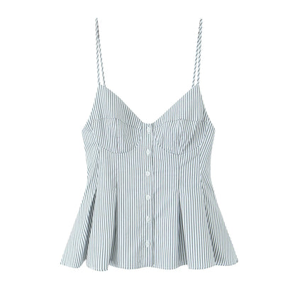 Camisola Poplin Às Riscas com Costas Abertas
