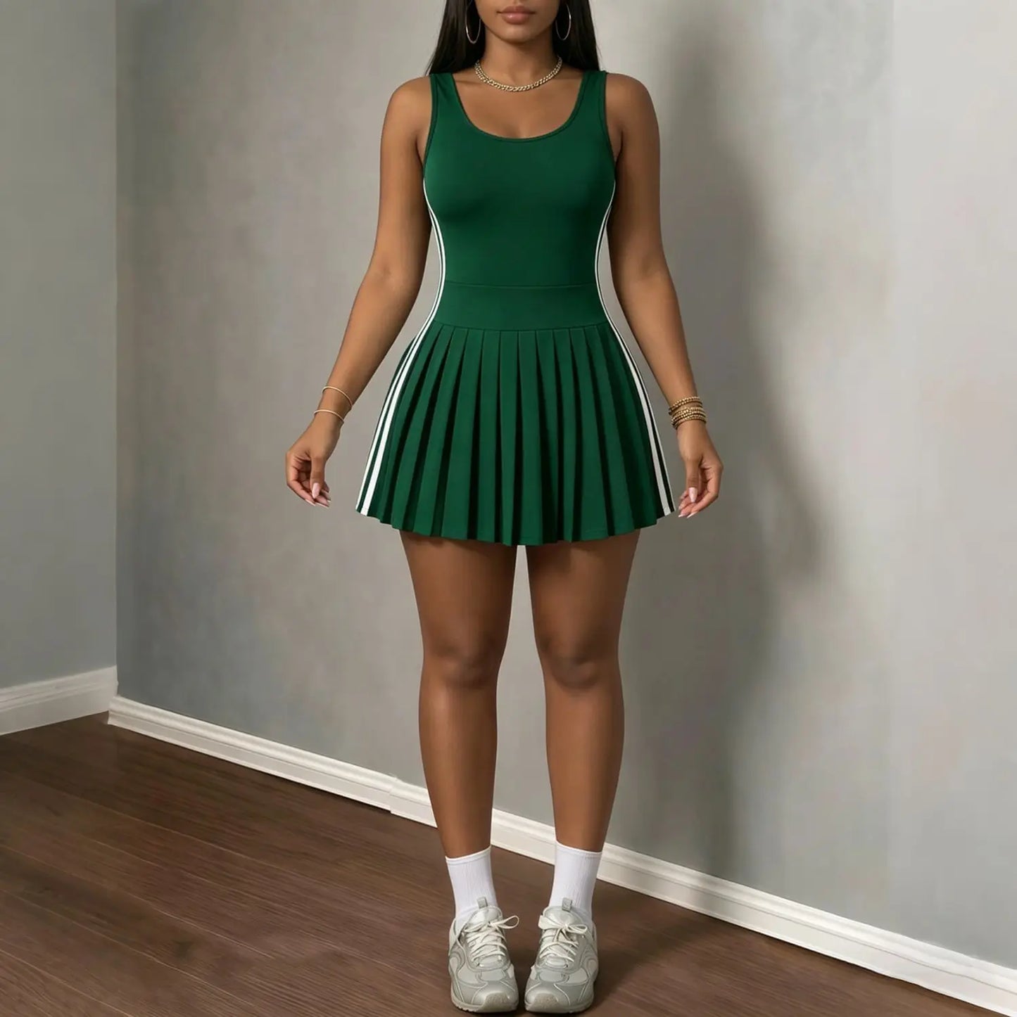 Vestido Mini Plissado Sem Mangas