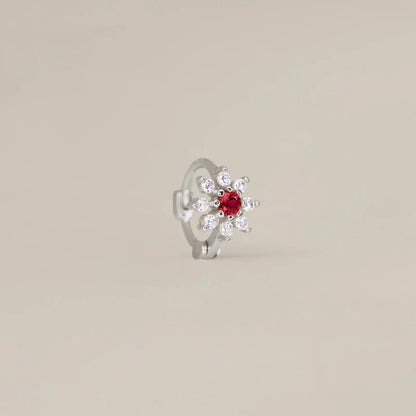Brinco Flor Zircónia em Aço Inoxidável