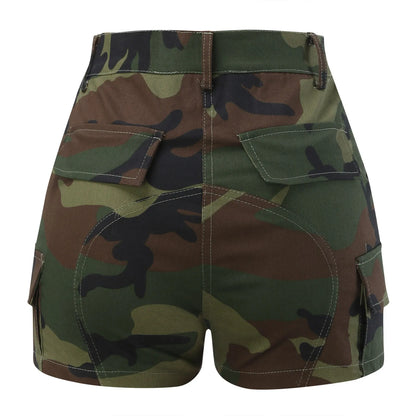 Calções Camuflagem Cintura Alta