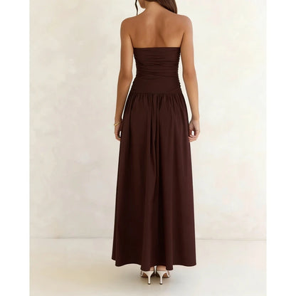 Vestido Maxi Sem Alças Estilo Vintage