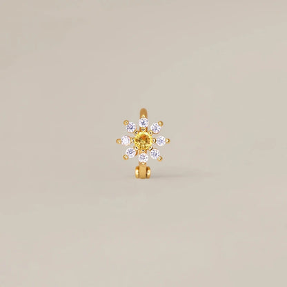 Brinco Flor Zircónia em Aço Inoxidável
