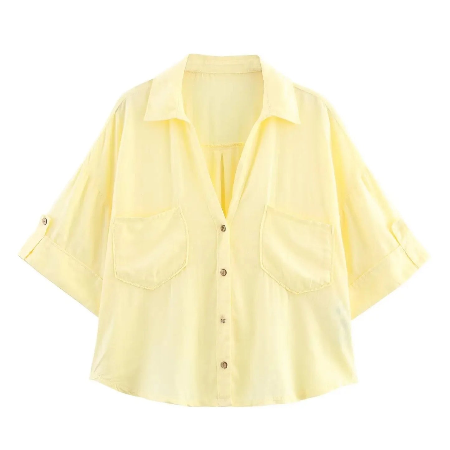 Camisa Linho Oversized com Manga Larga | Botão Único Estilo Casual Verão