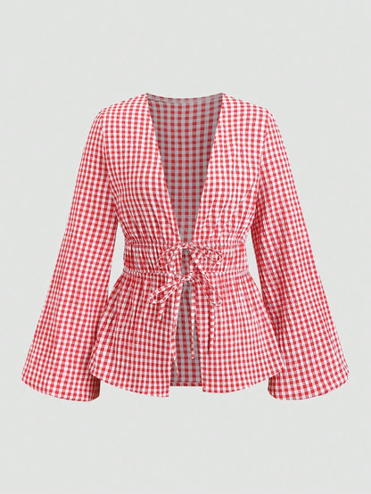 Camisa com Riscas e Laço