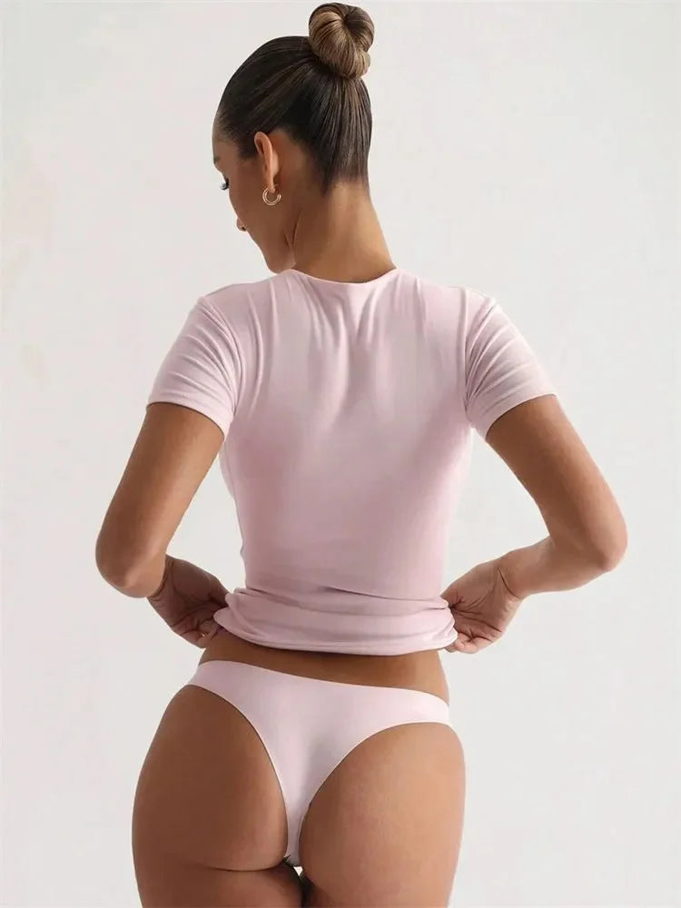 T-Shirt Cropped Básica Manga Curta