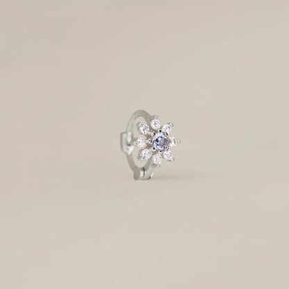 Brinco Flor Zircónia em Aço Inoxidável