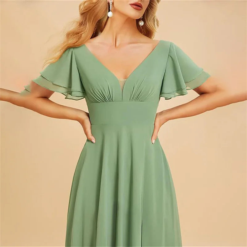 Vestido Maxi Chiffon Ombro a Descoberto