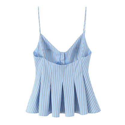 Camisola Poplin Às Riscas com Costas Abertas