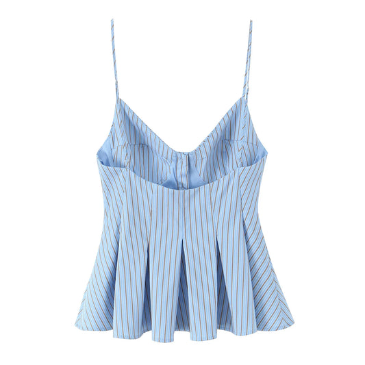 Camisola Poplin Às Riscas com Costas Abertas