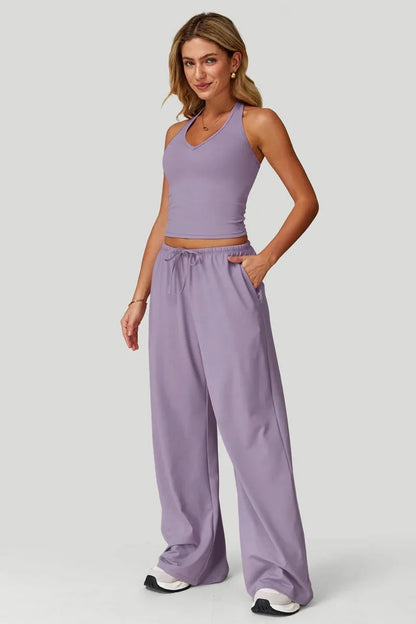 Conjunto 2 Peças Top Cropped + Calças Largas