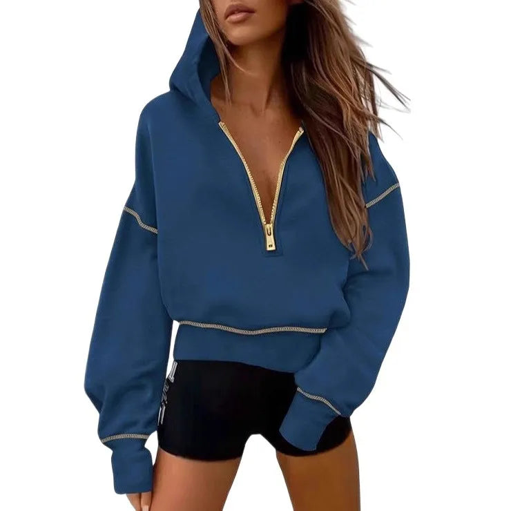 Hoodie Curto com Fecho Zip