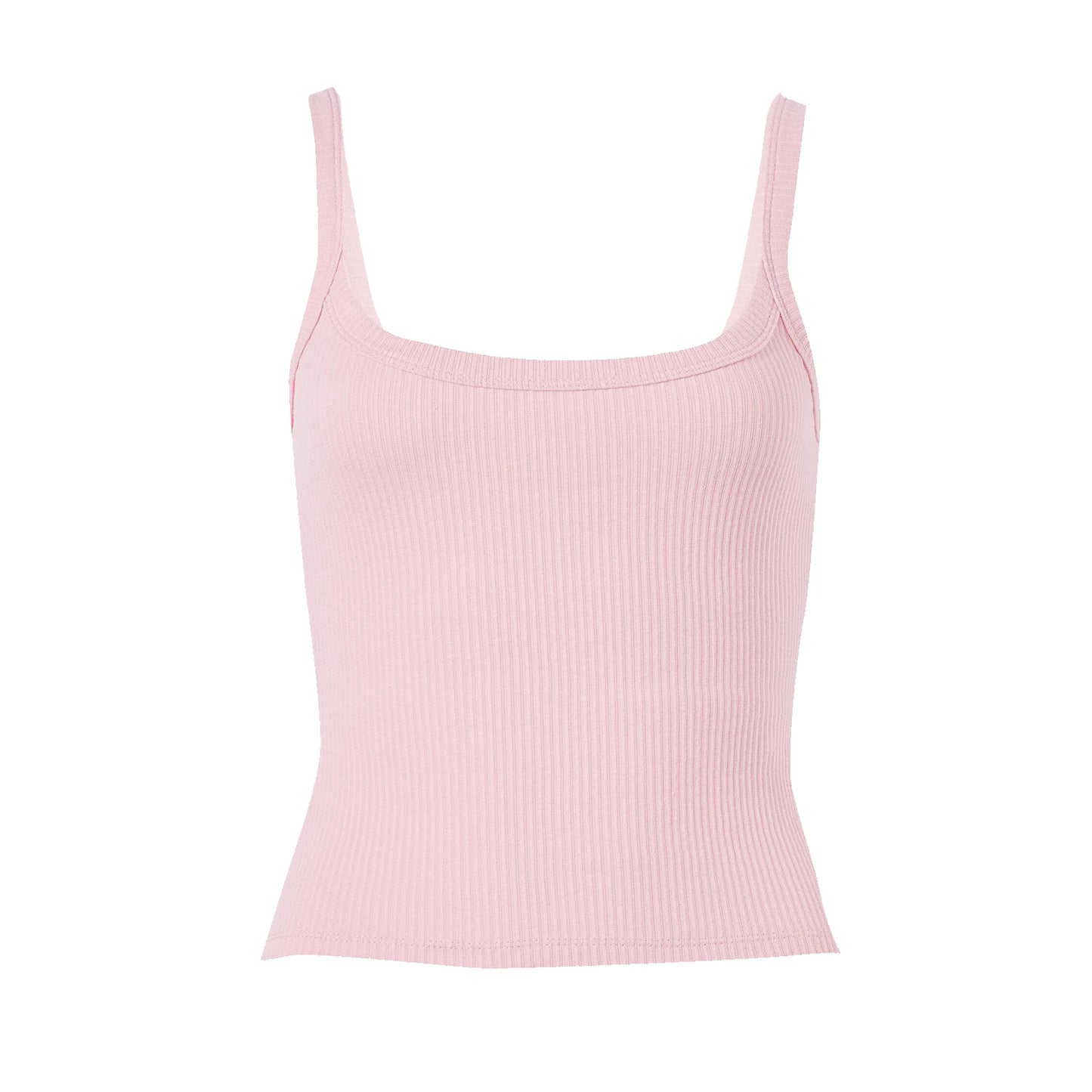 Top cropped sem mangas rosa canelado – Trivelle