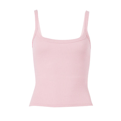 Top cropped sem mangas rosa canelado – Trivelle